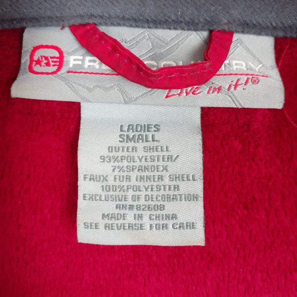 Faux Fur Lined Light Jacket, Size Small. Pink Red cozy plush outdoor - Picture 13 of 15